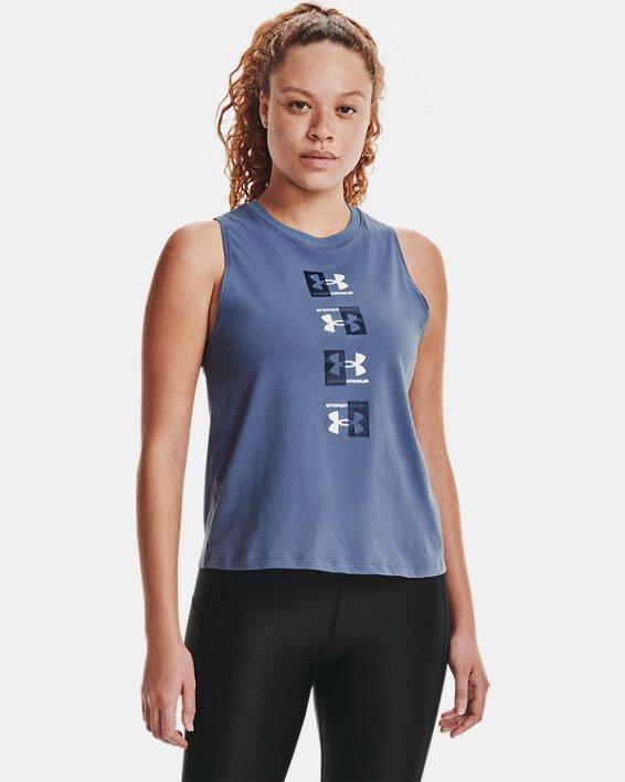 Women's UA Repeat Muscle Tank, Blue, pdpMainDesktop image number 0